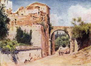 Alhambra, tornet och akvedukten (färg litho)