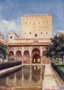 Alhambra, Comares torn (färg litho) av A. Trevor Haddon