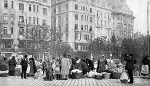 Stor blomstermarknad, Budapest, Ungern, 1922.
