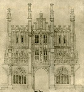 Arkitektonisk ritning: östfronten, 1833-1834, 1906. av A. W. N. Pugin