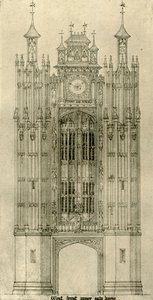 Arkitektonisk ritning: västra främre inre porthuset, 1833-1834, 1906. av A. W. N. Pugin