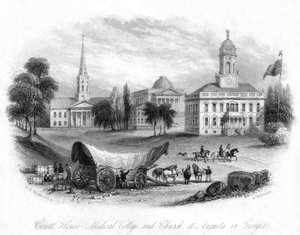 Court House, Medical College and Church, Augusta, Georgia, USA, 1800-talet.