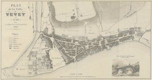 Karta över staden Vevey 1726 av A. de Mandrot
