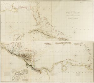 Karta över Västindien och Spanska Dominions i Nordamerika