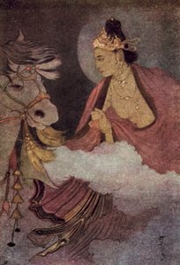 Prins Siddharthas avgång (färg litho)