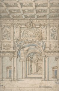 Studie av det inre av Santa Maria Maggiore i Rom., 1621-46. av Abbate Paolo de Angelis