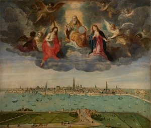 Antwerpen och Vlaams Hoofd år 1600, c.1600 (olja på panel)
