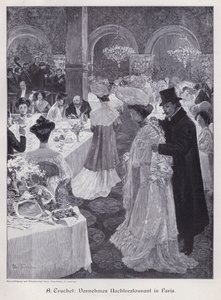 Kväll på en elegant restaurang i Paris (gravyr)