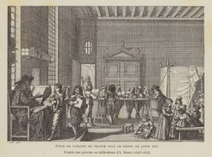 Fransk pojkskola under Ludvig XIII:s regeringstid (litho) av Abraham (after) Bosse