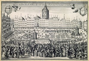 Gamla marknaden i Köln, ca. 1660 av Abraham Aubry