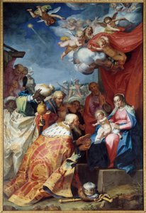 Tillbedjan av Magi. Målning av Abraham Bloemaert (1564-1651) av Abraham Bloemaert