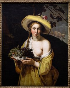Bergere med en skål med druvor av Abraham Bloemaert