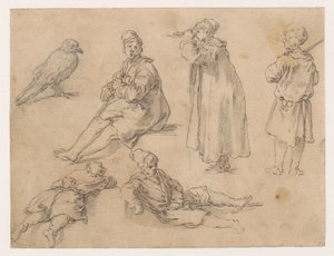 En sittande och två stående pojkar av Abraham Bloemaert