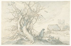 Herde med får vid ett dött träd av Abraham Bloemaert