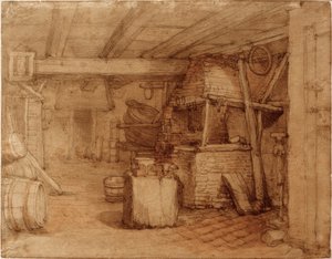 Interiör av en smedja eller tunnbinda av Abraham Bloemaert