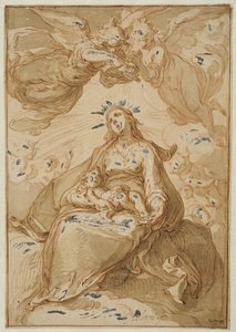 Madonnan med barnet, krönt av änglar av Abraham Bloemaert
