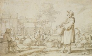 Marknadsscen (penna och bläck på papper) av Abraham Bloemaert
