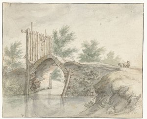 Stenbro med ett trästaket av Abraham Bloemaert