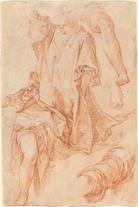 Studier av ben och draperi [recto] av Abraham Bloemaert