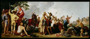 Alexander den stores kröning (356-323 f.Kr.) (olja på panel) av Abraham Bloemaert