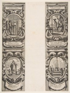Almanach för 1639: Ludvig XIII och Anne av Österrike anförtror kungariket och arvtagaren..., 1638. av Abraham Bosse