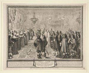 Ceremoni observerad i äktenskapskontrakt av Abraham Bosse