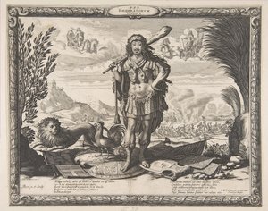 Krigsförklaring mot Spanien av Ludvig XIII: Kungen som Herkules, ca. 1635. av Abraham Bosse
