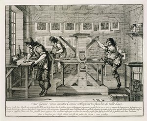 Fransk tryckpress, 1642 av Abraham Bosse