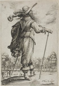 Man med käpp, sedd bakifrån, från The Garden of French Adel av Abraham Bosse