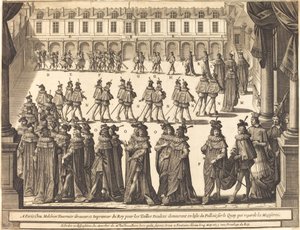 Marsch av kungen och riddarna av den helige Ande på borggården i Fontainebleau av Abraham Bosse