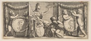 Minerva och François Sublet de Noyers vapen Målade av Geniu..., mitten till slutet av 1600-talet. av Abraham Bosse