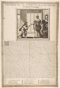 Unga damens svar på kaptenens brev, ca. 1636. av Abraham Bosse