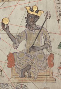 Detalj från den katalanska atlasen, ark 6, som visar Mansa Musa på tronen, 1375 av Abraham Cresques