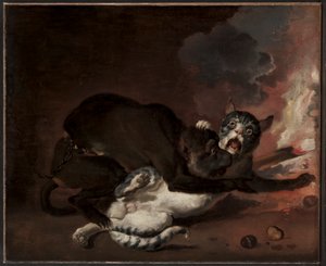 Apan och katten, troligen 1670-talet (olja på duk)