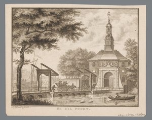 Utsikt över Zijlpoort i Leiden The Zyl Gate (titel på objekt) av Abraham Delfos