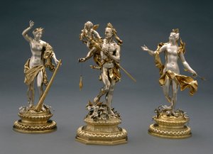 Hercules, Omphale och Venus, ca 1695-1700 (delvis pläterat silver)