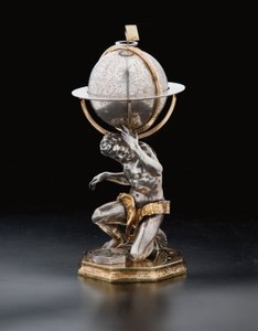 Två exceptionella jordklot och himmelska jordklot, med stöd av Hercules och Atlas, Augsburg, 1697-99