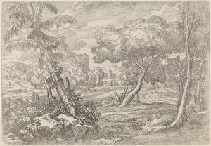 Skogbevuxen landskap av Abraham Genoels