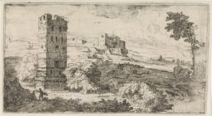 Landskap med fyrkantigt torn av Abraham Genoels