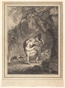 Le coup de vent (vindbyen) av Abraham Girardet after Antoine Lebel