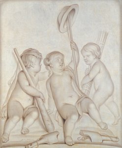 De tre keruberna (grisaille), Putti med attributen till Herkules och Merkurius, 1767 av Abraham Hendrick van Beesten