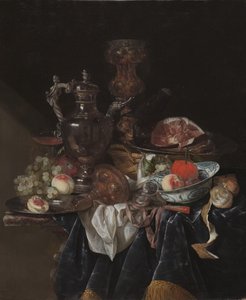 Silvervinkanna, skinka och frukt, ca 1660-1666