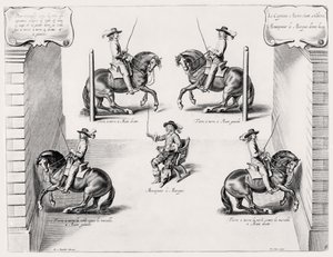Illustration från en ridhandbok, graverad av Peeter Clouwet (1629-70), 1658 av Abraham Jansz. van after Diepenbeeck