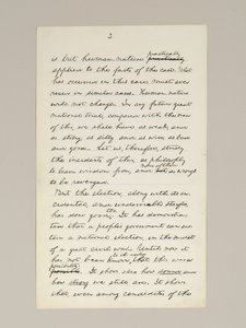 Autografmanuskript av Lincolns valsegertal som president, levererat i Washington D.C., från Vita husets fönster på kvällen den 10 november