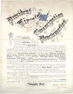 President Lincolns emancipationsförklaring, 1 januari 1863