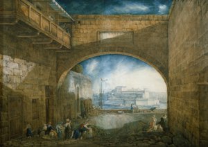 Fort St. Angelo på Malta av Abraham Louis Rodolphe Ducros