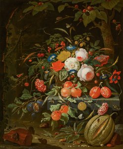 Blommor och frukt av Abraham Mignon