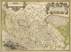 1584 karta - Terra Sancta, a Petro Laicstain perlustrata, et ab eius ore et schedis a Christiano Schrot in tabulam redacta av Abraham Ortelius