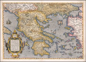 1584 års karta över Grekland och Egeiska havet av Abraham Ortelius av Abraham Ortelius