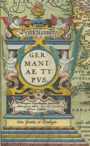 1608 kartusch med integrerad våg av Abraham Ortelius
